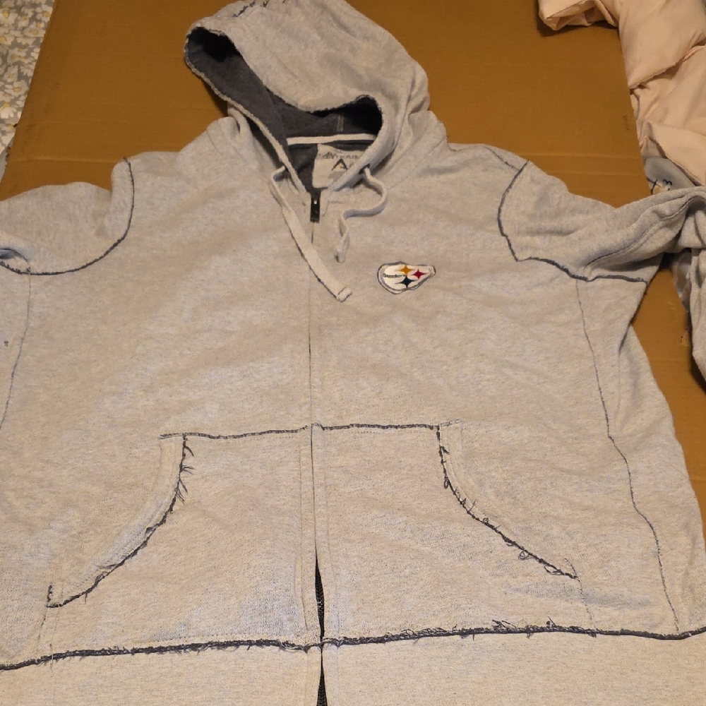 PITTSBURGH STEELERS  Antigua Charcoal Gray Hooded Jacket